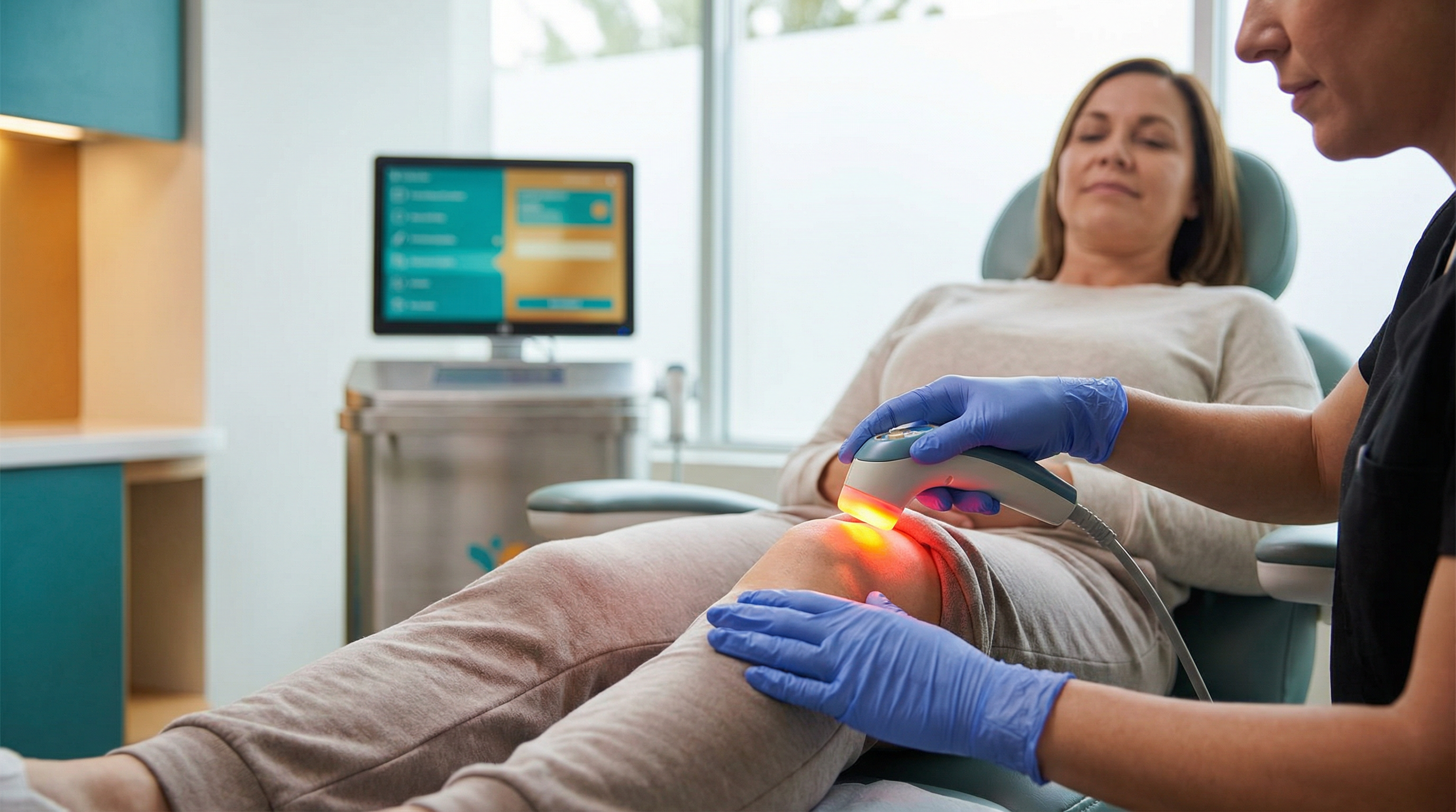 Infrared laser therapy treatment session